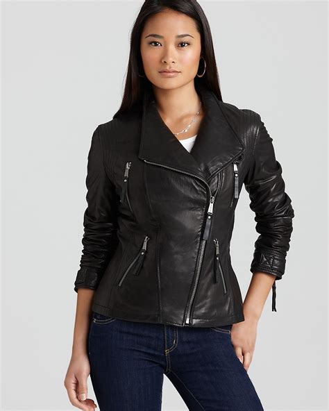 michael michael kors asymmetrical leather jacket|Michael Kors leather jacket women's.